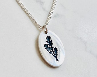 Lavender Necklace, Sterling Silver Chain, Silver Lavender Charm, Floral Silver Pendant, Nature Inspired Jewellery Handmade in UK