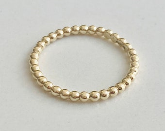 9ct Yellow Gold Beaded Stacking Ring - Ready to ship