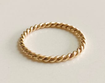 Twisted 9ct Yellow Gold Stacking Ring - Ready to ship, Solid Gold Ring, Yellow Gold Twist Ring, Solid Gold Stacking Ring