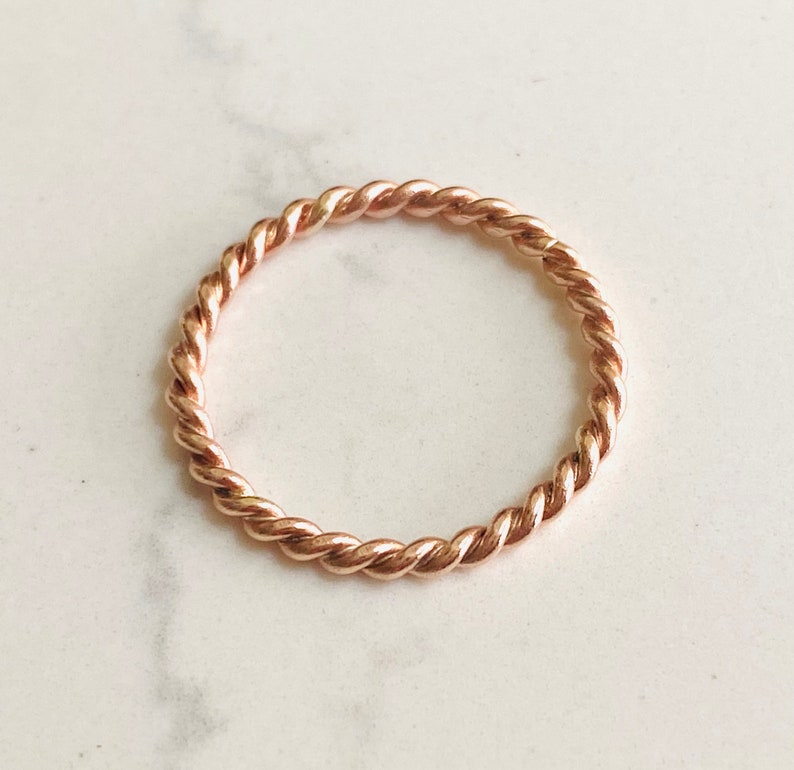 Twisted 9ct Rose Gold Stacking Ring Any Size Made to Order Etsy UK
