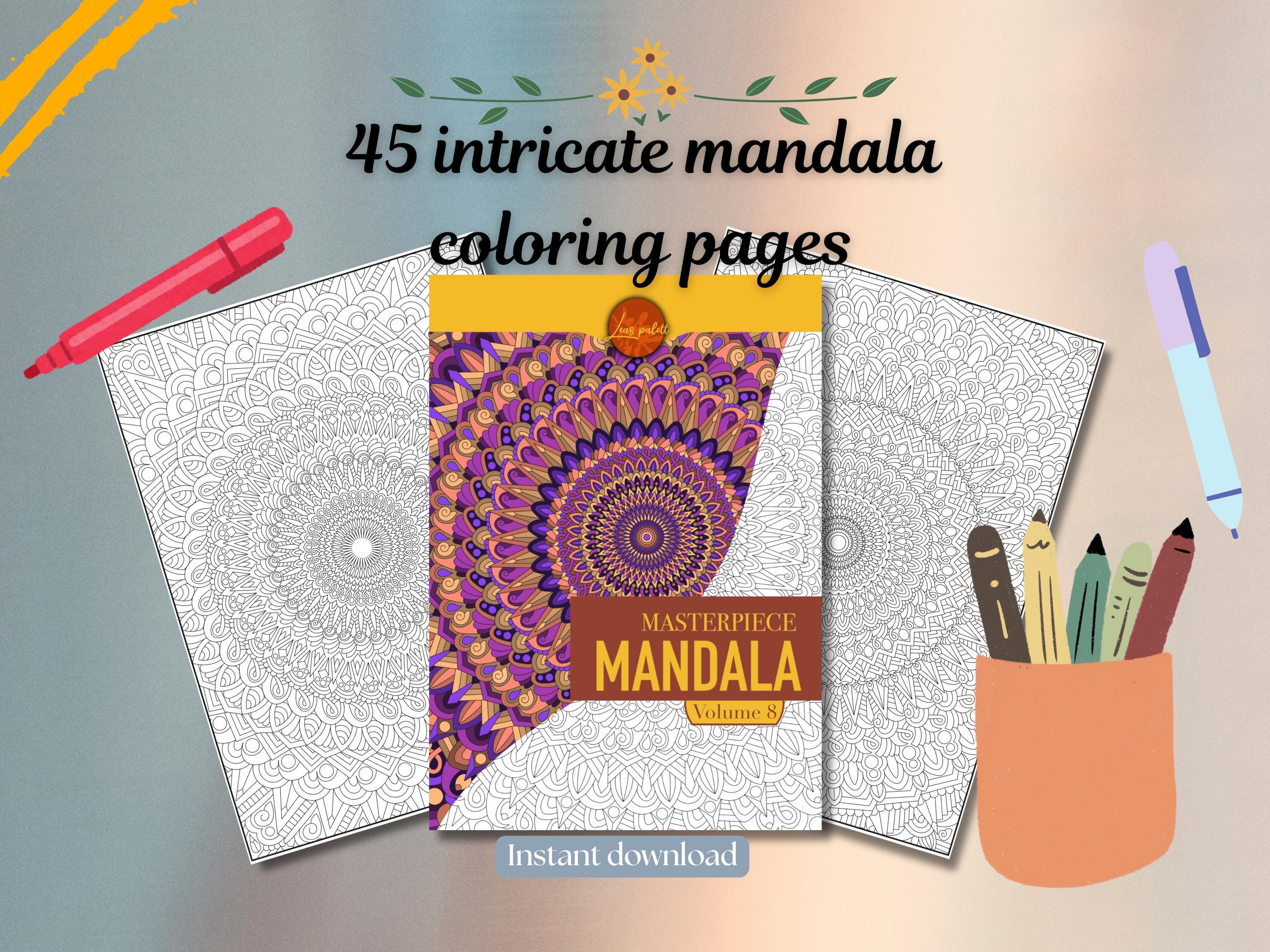Masterpiece Mandala Volumen 8 – Páginas para colorear imprimibles (45 diseños intrincados) | Descarga digital 8.5x11