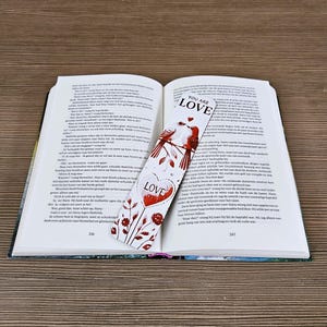 Zakładka walentynkowa ptaszki, prezent zakładka, spersonalizowana zakładka, zakładka drukowana w 3D, prezent ręcznie robiony, wyjątkowe akcesoria, prezent, czytanie