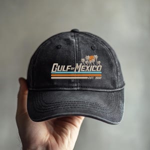 Chapéu Golfo do México Est 1550, Chapéu México Bordado, Chapéu Costa do Golfo, Chapéu Anti Trump, Chapéu Golfo da América, Chapéu El Golfo, Chapéu Mexicano da Moda