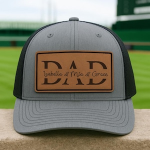 Custom Dad Hat with Kids Name, Personalized Dad Patch Hat, Fathers Day Gift for Dad, Dad Trucker Hat, Gift from Kids, Kids Name Trucker Hat