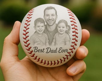 Baseball Gifts For Dad, Fathers Day Gift Baseball, Custom Photo Engraved Baseball, Personalized Picture on Baseball, Baseball Gifts for Dad