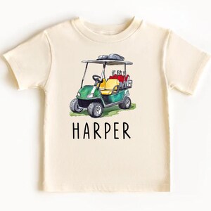 カスタムネームゴルフカートTシャツ、パーソナライズされたグリーンゴルフシャツ、パパと私のゴルフウェア、子供用ボヘミアンゴルフシャツ、家族お揃いゴルフシャツ