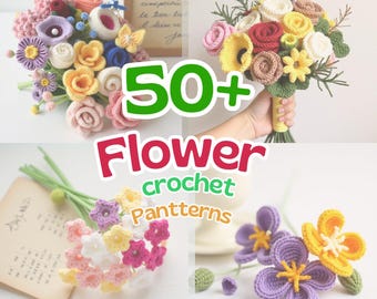 50+ Crochet Flower Patterns: Amigurumi Bouquet, Wedding Flowers (Digital Download)