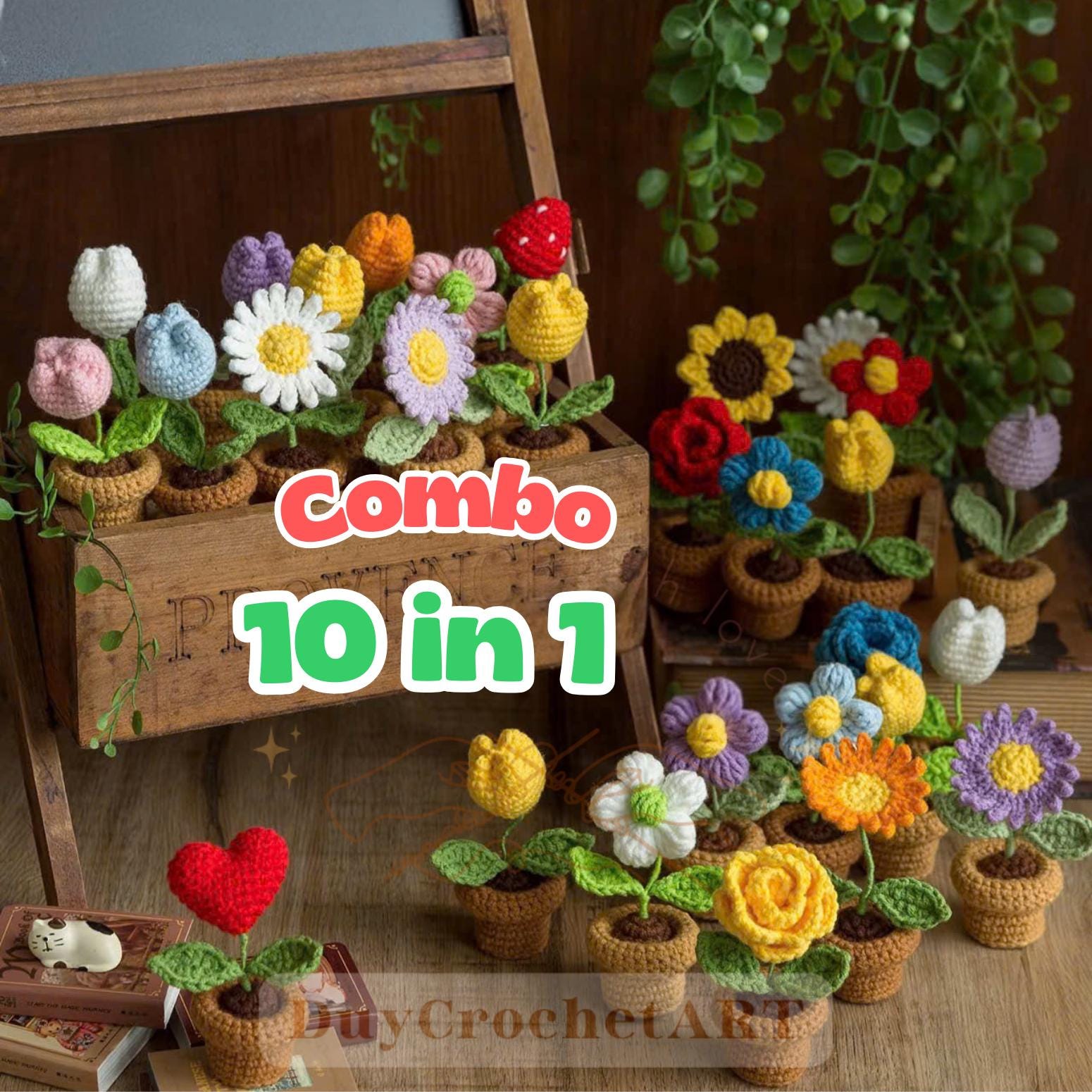 かぎ針編みの鉢植えの花 - Etsy 日本