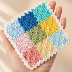 Colorful Patchwork Granny Square Crochet Pattern PDF, Geometric Crochet Square, Modern Afghan Block, Scrap Yarn Crochet Pattern