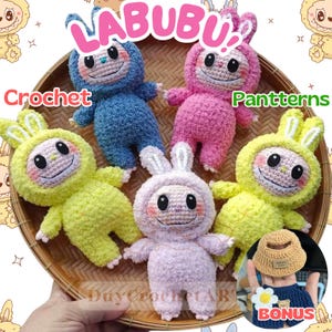 Labubu Inspired Amigurumi Crochet Pattern: Bunny Hooded Plush Doll (PDF Download)
