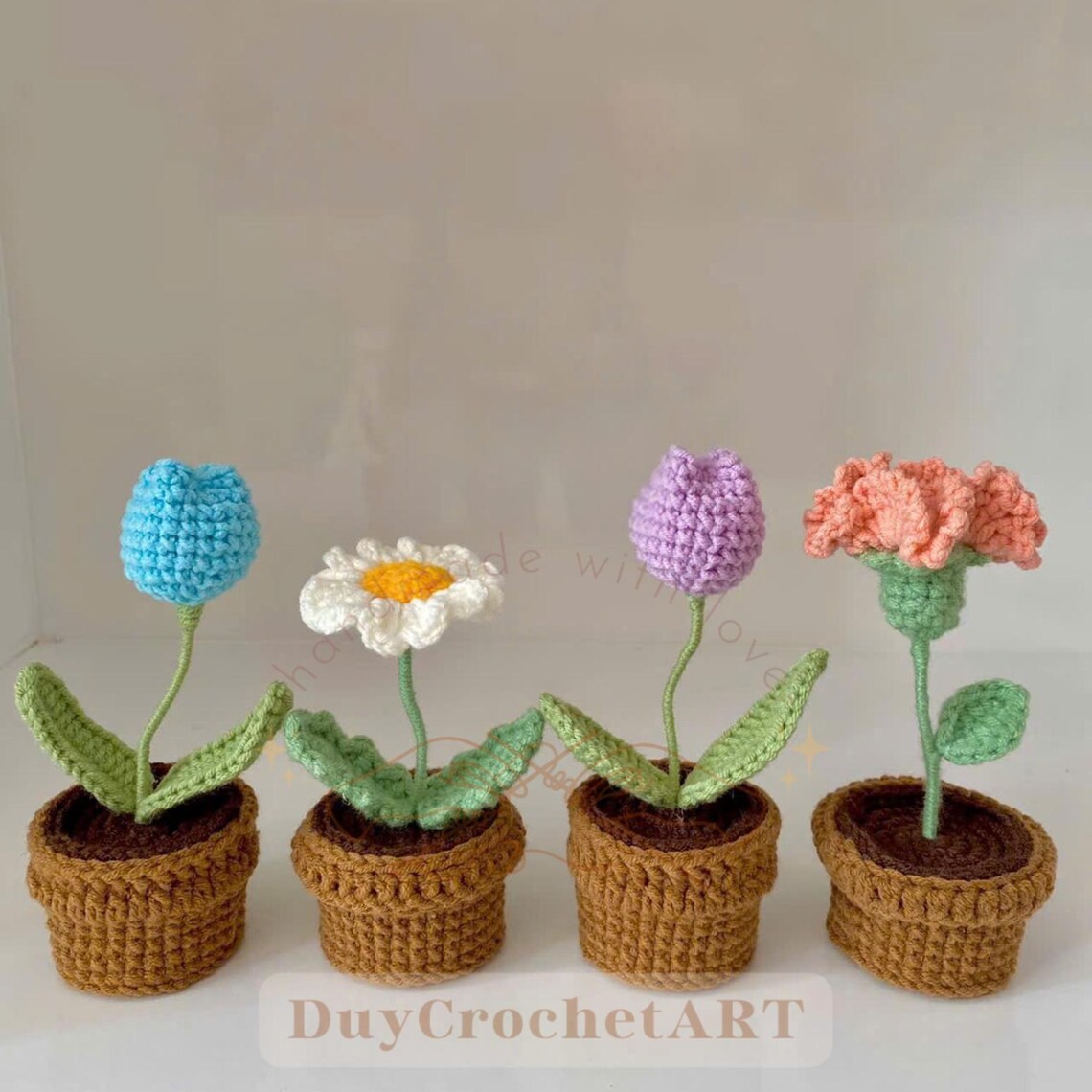 10-in-1 Crochet Flower Pot Patterns Bundle, Cute Amigurumi Potted ...