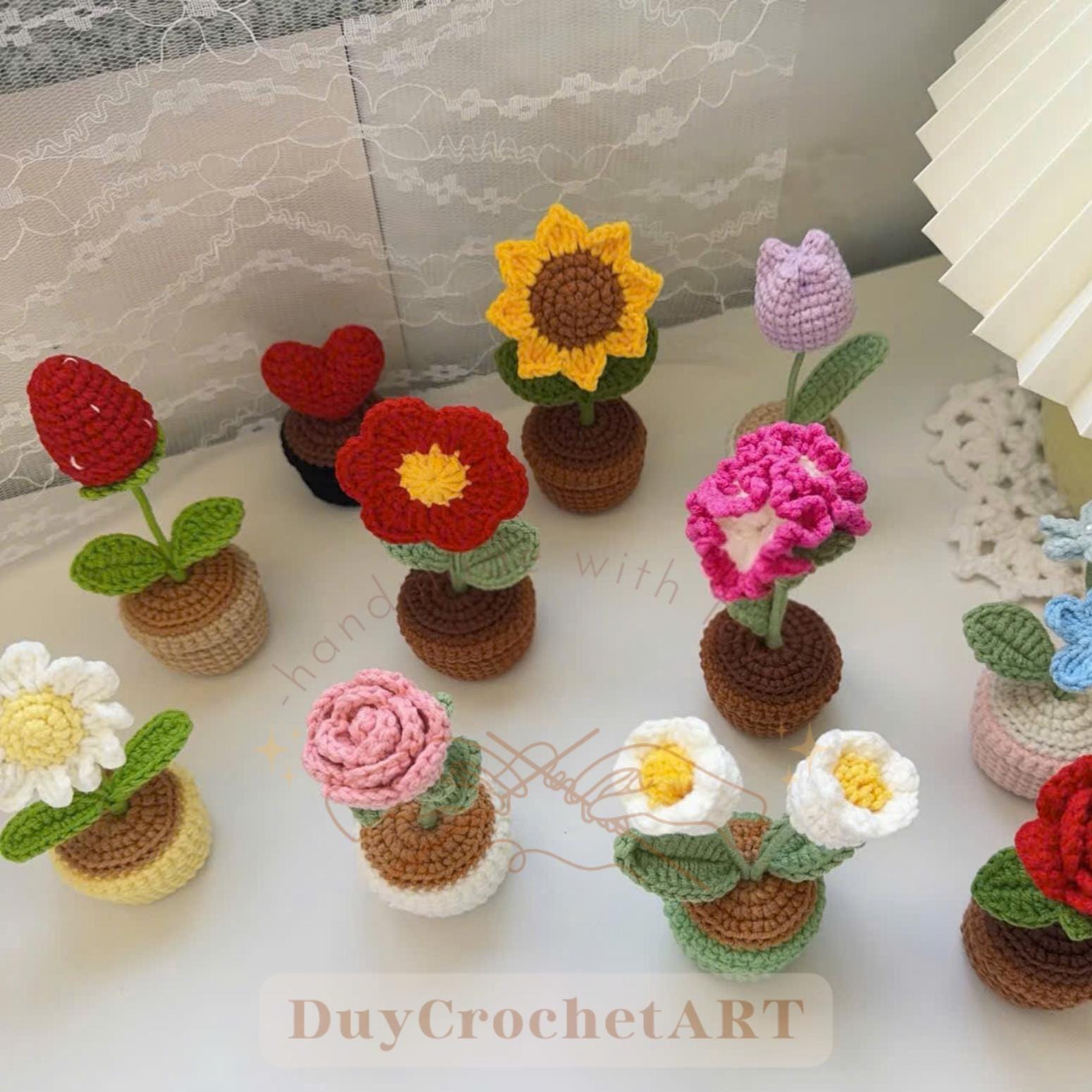 10-in-1 Crochet Flower Pot Patterns Bundle, Cute Amigurumi Potted ...