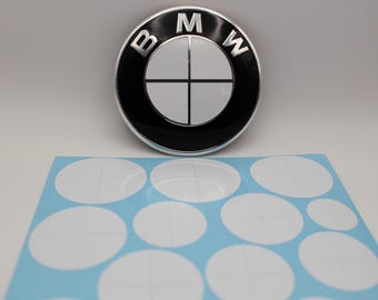Adhesivo de vinilo con emblema Whiteout totalmente blanco para capó, maletero, volante y ruedas compatible con todos los BMW