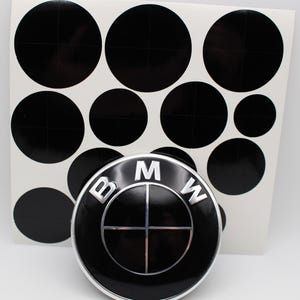 All Black Blackout Emblem Vinyl Overlay Sticker Decal for Hood Trunk Steering Wheel and Wheels Compatible with All BMW