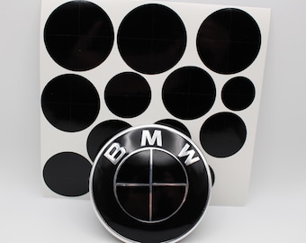 Adhesivo de vinilo con emblema Blackout totalmente negro para capó, maletero, volante y ruedas compatible con todos los BMW