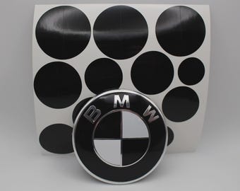 Calcomanía adhesiva de vinilo con emblema negro brillante para capó, maletero, volante y ruedas, compatible con todos los BMW.