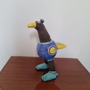 ceramic bird, bird sculpture, bird home decor, bird figurine, funny bird art, bird ornaments,  handmade decorative bird, bird lover gift.