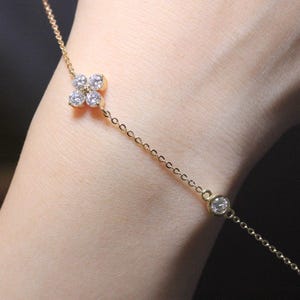 Clover Bracelet, Lucky Four-Leaf Clover Bracelet, Valentines Gift, Gift for Her, Lab Diamond, Gift, 1.036 ct