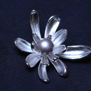 Silver Chrysanthemum Brooch: Tahitian Pearl Convertible Necklace