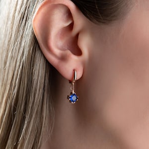 Custom Birthstone Earrings, Birthstone Hoop Earrings, Dainty Birthstone Earrings, Handmade Earrings, Minimalist Jewelry, Unique Gift for Her