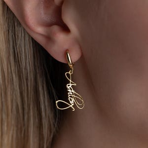 Custom Name Earrings, Personalized Name Earrings, Name Dangle Earrings, Handmade Earrings, Dainty Earrings, Handmade Jewelry, Gift for Her