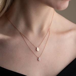 Collar con inicial personalizado, collar con piedra de circón, collar de cadena doble con letras personalizadas, joyería delicada, joyería personalizada, regalo de Navidad