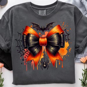 Halloween Bow PNG, Coquette Bow Png, Coquette Halloween Png, Spooky vibes Png, Trendy Halloween Spooky Season, Retro Halloween Shirt Png