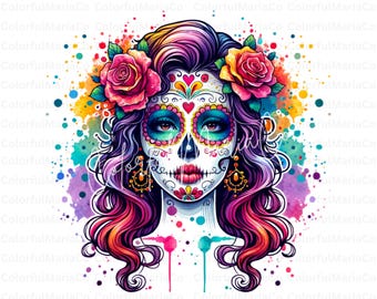 Sugar Skull PNG, Sublimation Design, Day of the Dead Clipart, Calavera Art, Butterfly, Floral Skull,Dia de los Muertos, Mexican Art