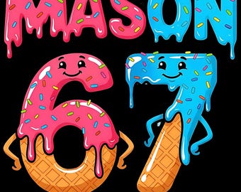 Baseball Drip Number 67 Player Or 67th Birthday Png, Six Seven Ice Cream Drip 67 Png, Gen Alpha Slang PNG, 67 Birthday Png,Sport 67 Fun Meme
