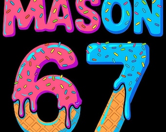 Baseball Drip Number 67 Player Or 67th Birthday Png, Six Seven Ice Cream Drip 67 Png, Gen Alpha Slang PNG, 67 Birthday Png,Sport 67 Fun Meme