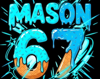 Baseball Drip Number 67 Player Or 67th Birthday Png, Six Seven Ice Cream Drip 67 Png, Gen Alpha Slang PNG, 67 Birthday Png,Sport 67 Fun Meme