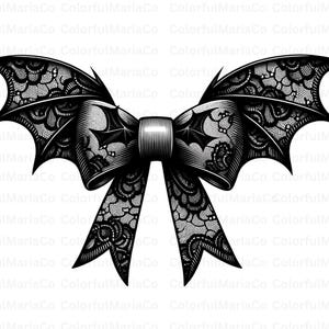 Halloween Bat Gothic Coquette bow png, retro halloween png, trending png, Gothic png, black bow png, soft girl png, Gothic png, Bat png