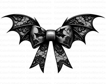 Halloween Bat Gothic Coquette bow png, retro halloween png, trending png, Gothic png, black bow png, soft girl png, Gothic png, Bat png