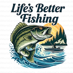 Pescar es una mejor vida PNG, amante de la pesca PNG, vacaciones de verano PNG, retro PNG, pesca PNG, diseño de camiseta, descarga digital Png