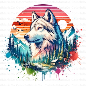 Watercolor wolf Clipart, Forest wolf graphic, Mystical Wolf Clipart, High-Quality Images, Forest Wildlife Art, Printables Commercial Use