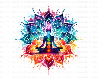 Chakra Yoga Art, Spiritual Meditation PNG (Digital Download)
