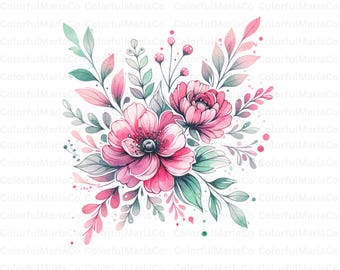 8 PNG Clipart di aiuola di fiori selvatici, fiori selvatici, clipart acquerello stampabile, PNG trasparenti, download digitale, creazione di carta, diario