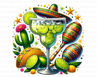 Margarita PNG: Tropical Flowers, Beach Vacation Design (Instant Download Png)