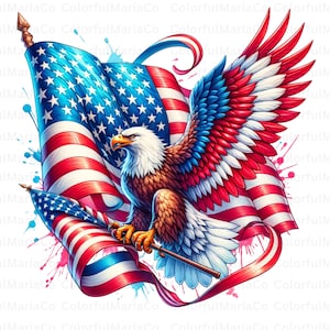 USA Patriotic Eagle Flag PNG Transparent Clipart Abstact Design,Printable Sublimation,Digital Instant Download,United States Eagle PNG Art