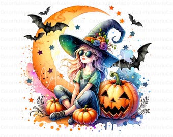 Witch Png, Halloween Sublimation Digital Download, Witchy png, Halloween Girls png, Aesthetic Halloween Shirt  PNG