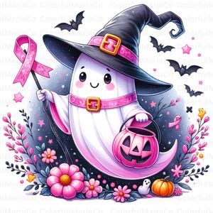 Breast Cancer Ghost Coquette Png, In October We Wear Pink Png, Breast Cancer Awareness Png, Retro Breast Cancer Png,Halloween Pink Ghost Png
