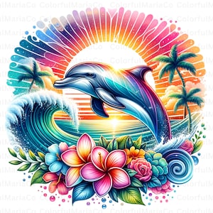 Dauphins Png, clipart dauphin, océan Png, plage Png, coucher de soleil Png, sublimation de dauphins, conception de sublimation, conception de T-shirt, sweat-shirt Png