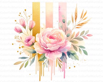 Pink Rose PNG: Botanical T-Shirt Design (Digital Download)