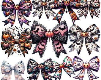 Halloween Schleife PNG Bundle, Kokette Schleife Png, Kokette Halloween Png, Schleife Png, trendige Halloween Gruselsaison, Retro Halloween Shirt Png