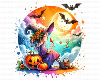 Halloween Witch PNG, Sublimation Design (Digital Download)