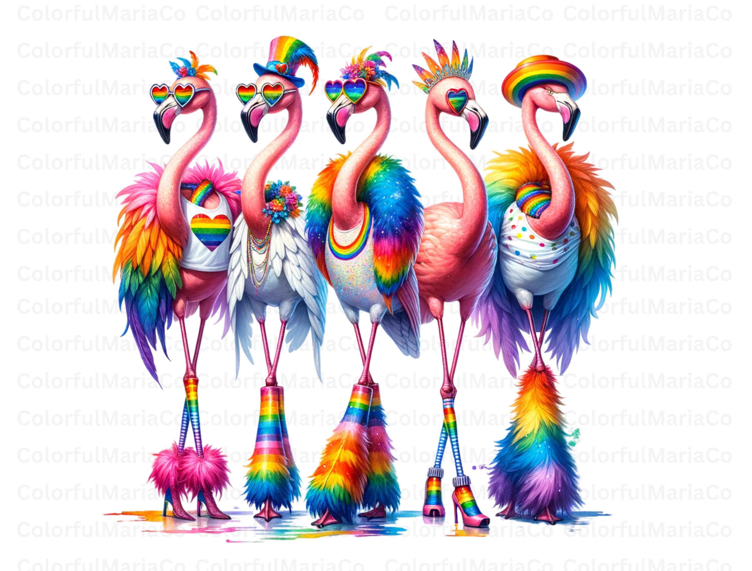 Pride flamingo png,Party flamingo, Tropical Summer PNG, Summer Sublimation File, Girls Summer Shirt Designs, Floral Flamingo Clipart PNG