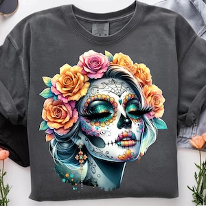 Tag der Toten png Catrina, Zuckerschädel PNG, Mexikanischer Schädel png, Tag der Toten, Catrina Clipart, Png, Tattoo, Shirt