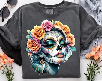 Dag van de doden png, Catrina png, suikerschedel png, meisjesschedel png, Mexicaanse png, dag van de doden, Catrina-clipart, png, tatoeage, shirt