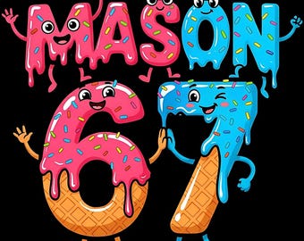 Baseball Drip Number 67 Player Or 67th Birthday Png, Six Seven Ice Cream Drip 67 Png, Gen Alpha Slang PNG, 67 Birthday Png,Sport 67 Fun Meme