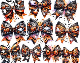 Halloween Schleife PNG Bundle, Gruseliges Coquette Design (Digitaler Download)